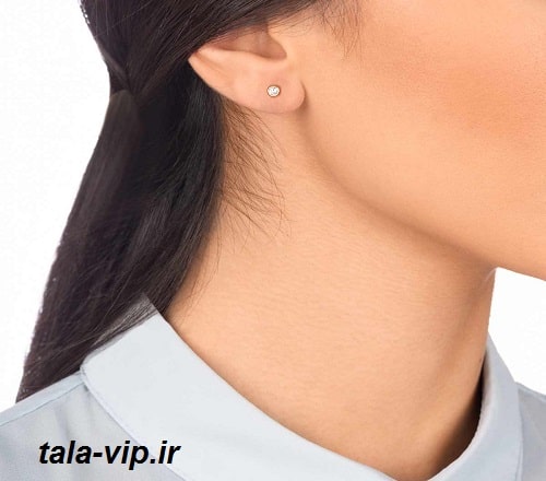 گوشواره طلا استوانه و تک نگین لونا